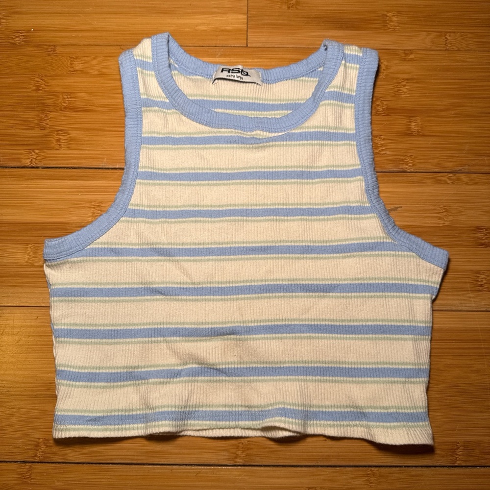 RSQ Blue and White Striped Women's Tank Top